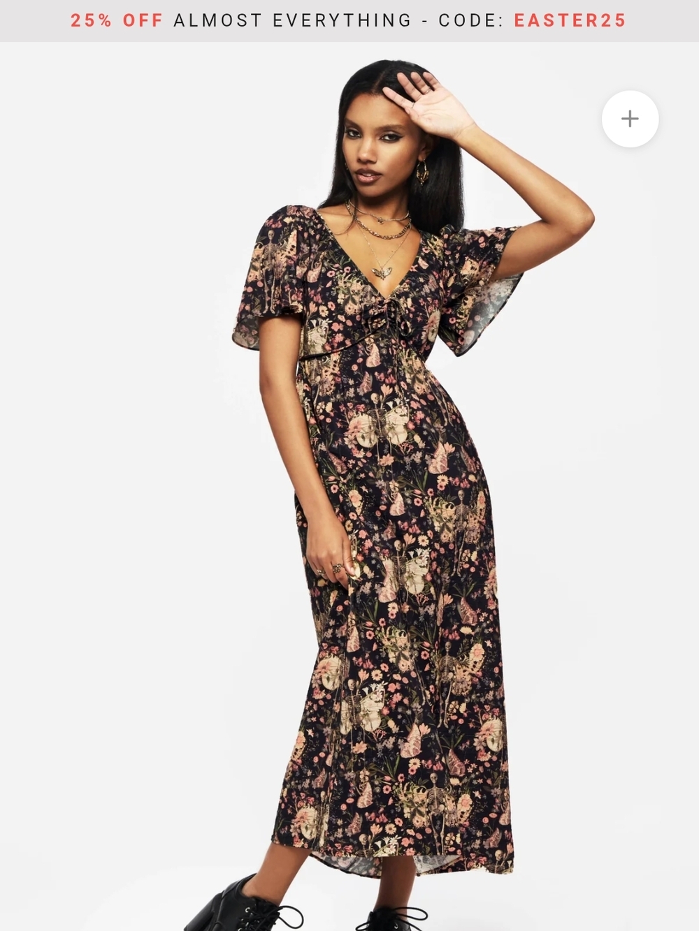 Disturbia Floral Skeleton Maxi Midi Dress
